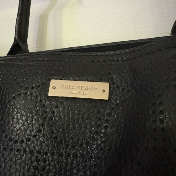 EUC Kate Spade Noel Rue Black Tote Perforated Pebbled Leather Handbag - Picture 3 of 15